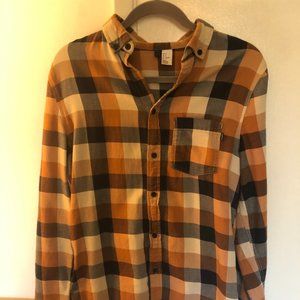 Divided Orange Flannel Button Up - Small